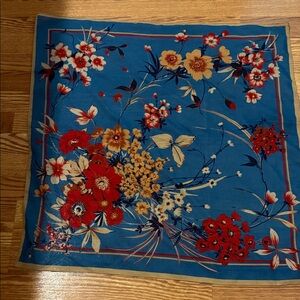Floral Blue and Red Scarf